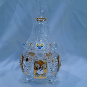 Czech bohemia crystal glass - Cut dosa &quot;pear&quot; 21cm decorated gold