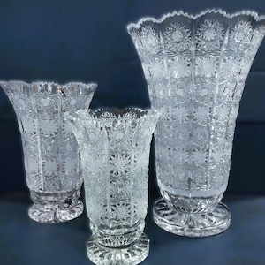 Hand Cut Czech Crystal Vase - Bohemian Glass (21 cm)