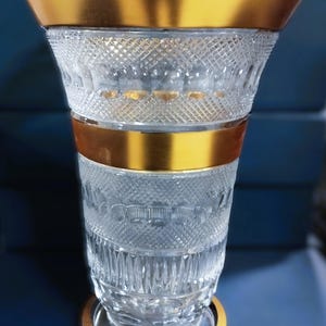Hand-Cut Czech Crystal Vase with Gold Decor (31cm)