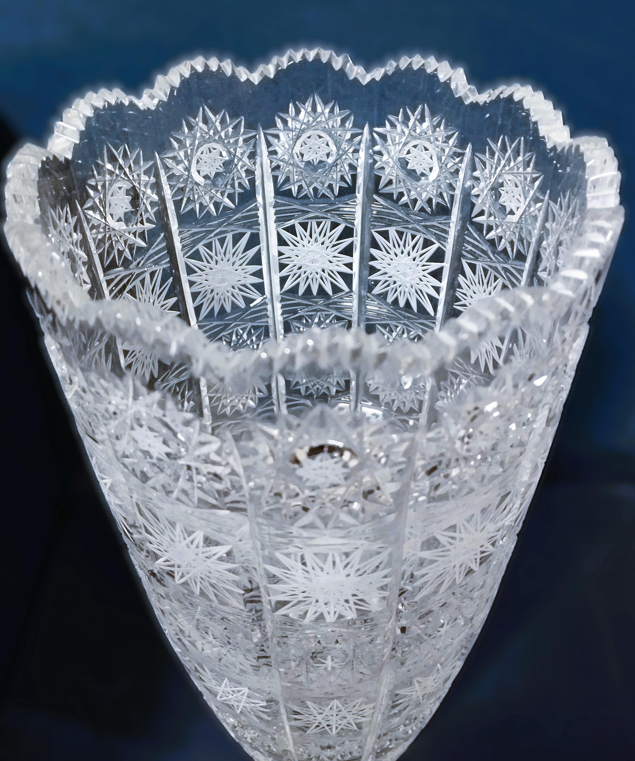 ハンドカットチェコクリスタル花瓶：ボヘミアンガラス、30 cm/12インチ