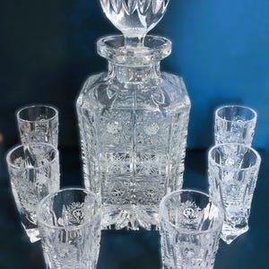 Czech bohemia crystal cut glass - Liquer, whisky set 6+1