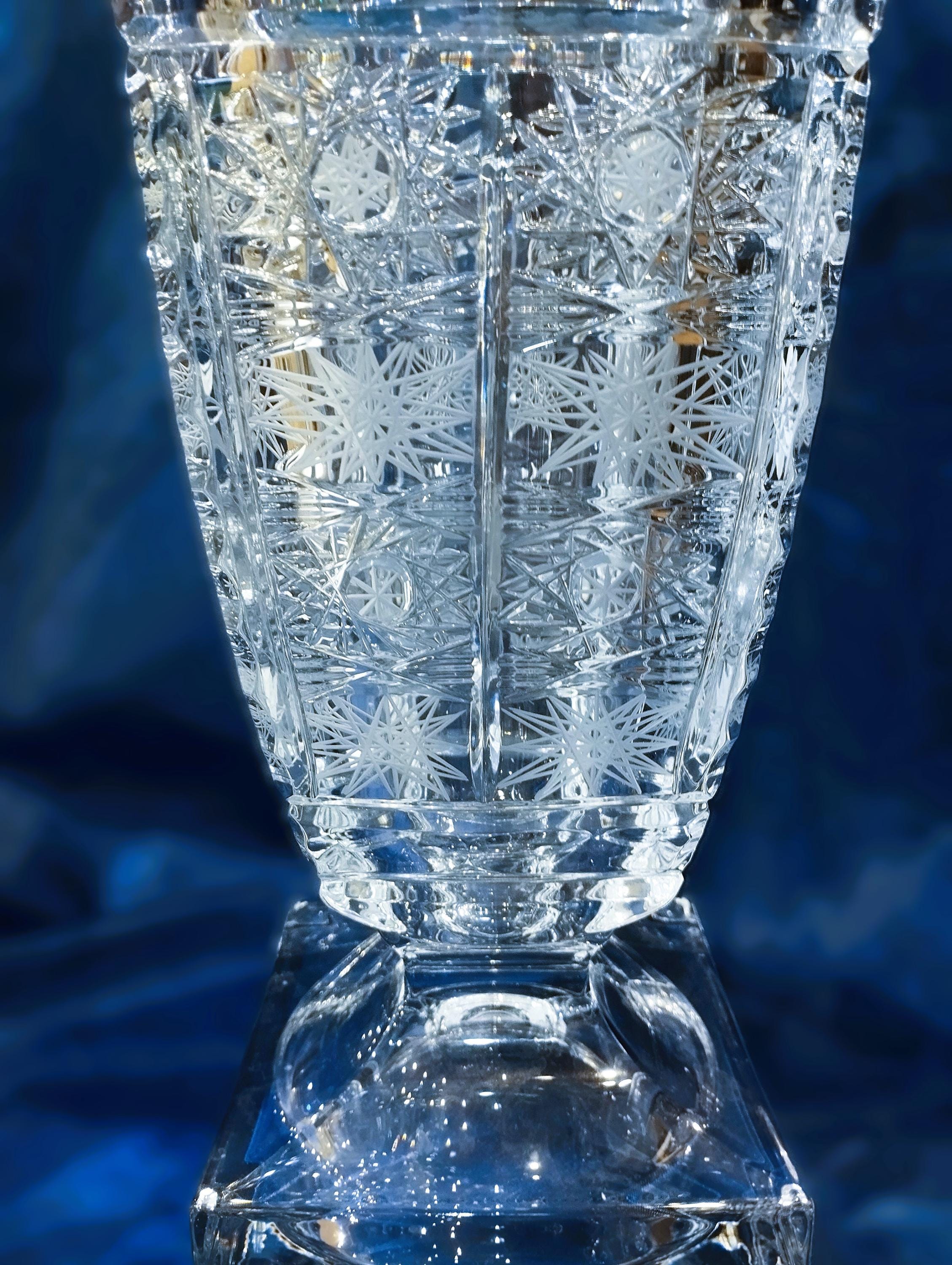 ボヘミアガラス クリスタルカット花瓶 チェコボヘミアクリスタルガラス - カットクリスタル花瓶 29 cm/12