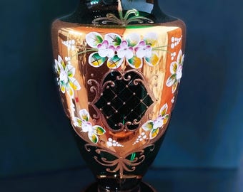 チェコボヘミアクリスタルガラス - カットクリスタルレッド花瓶 21 cm
