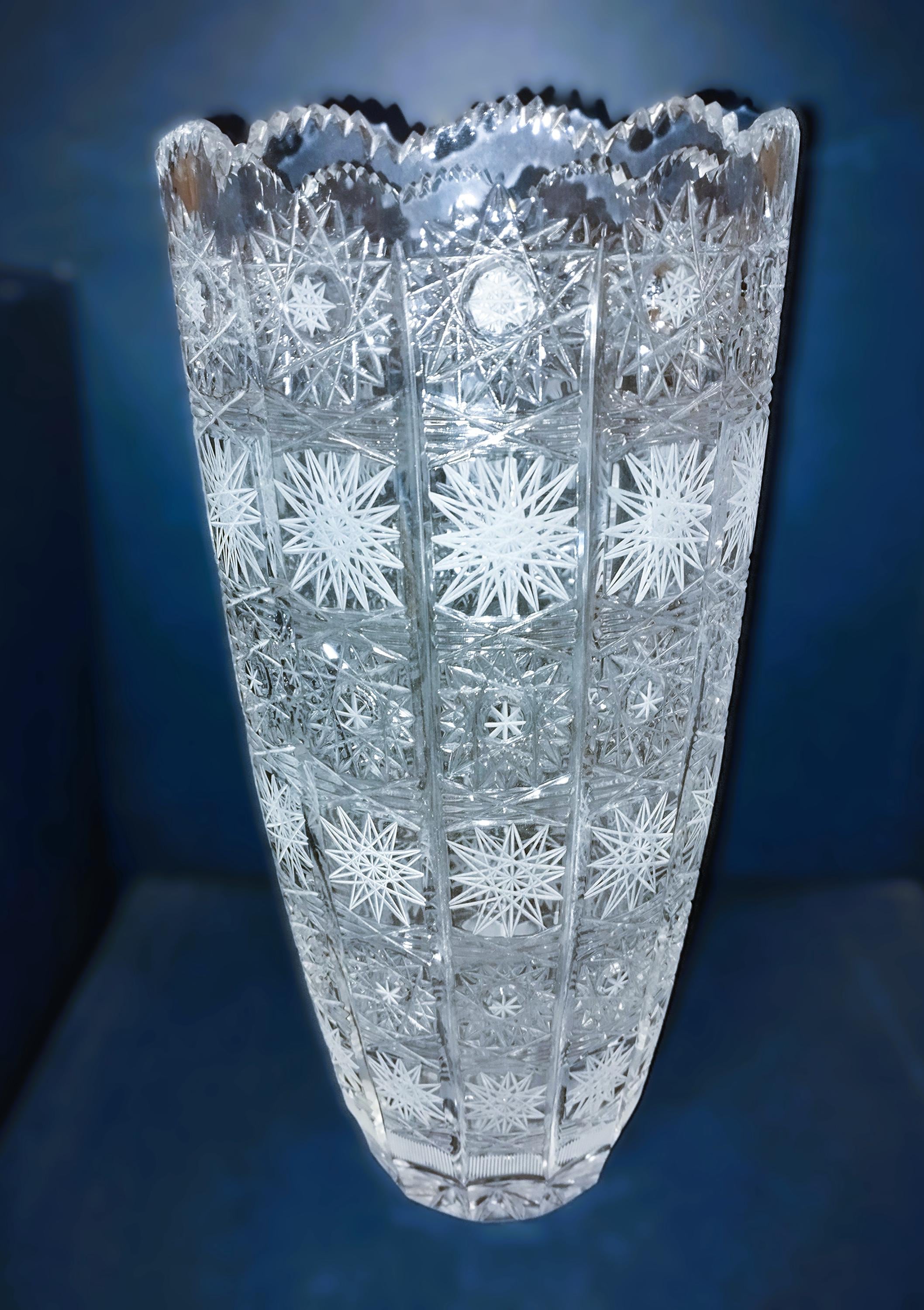 チェコ　ボヘミアンガラス　ハンドカット　花瓶　フラワーベース ハンドカットチェコクリスタル花瓶：ボヘミアンガラス、30 cm/12インチ