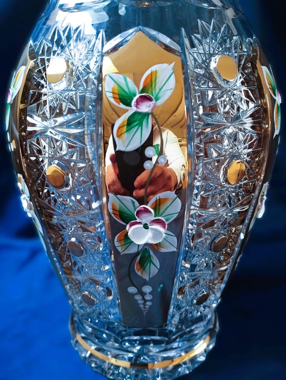 花瓶 花 13インチ クリスタルガラス ボヘミアクリスタル ホームデコレーション センターピース アメジスト つぼみ 花瓶 チェコ 並行輸入品 ボヘミア クリスタル 花瓶の通販