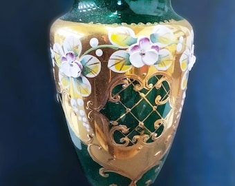 チェコボヘミアクリスタルガラス - カットクリスタルレッド花瓶 21 cm