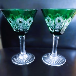 Czech luxury cut crystal green double-layer glasses 16 cm
