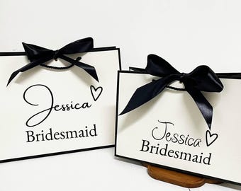 Sacolas de presente com nome personalizado, sacolas de presente personalizadas para madrinhas, sacolas de presente com gravata borboleta, sacolas de presente de agradecimento, sacolas de presente de casamento, sacola para despedida de solteira