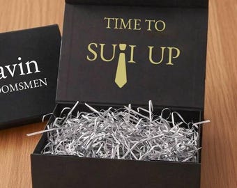 Benutzerdefinierte Groomsmen Geschenkbox, Trauzeuge Geschenkbox, personalisierte leere Hochzeitsgeschenkbox, Geschenkbox für Hochzeitsgeschenke, schwarze magnetische leere Box