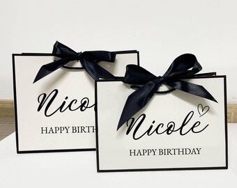Custom Birthday Gift Bag, Personalized Name Gift Bags, Birthday Bags For Her, Birthday Bags, Thank You Gift Bags, Bow Tie Gift Bags