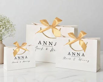 Personalized Wedding Gift Bags,Ribbon Tie Party Favor,Bridesmaid Gift Bag,Bridal gift bags,Custom Name Holiday Present Sack for Festive Gift