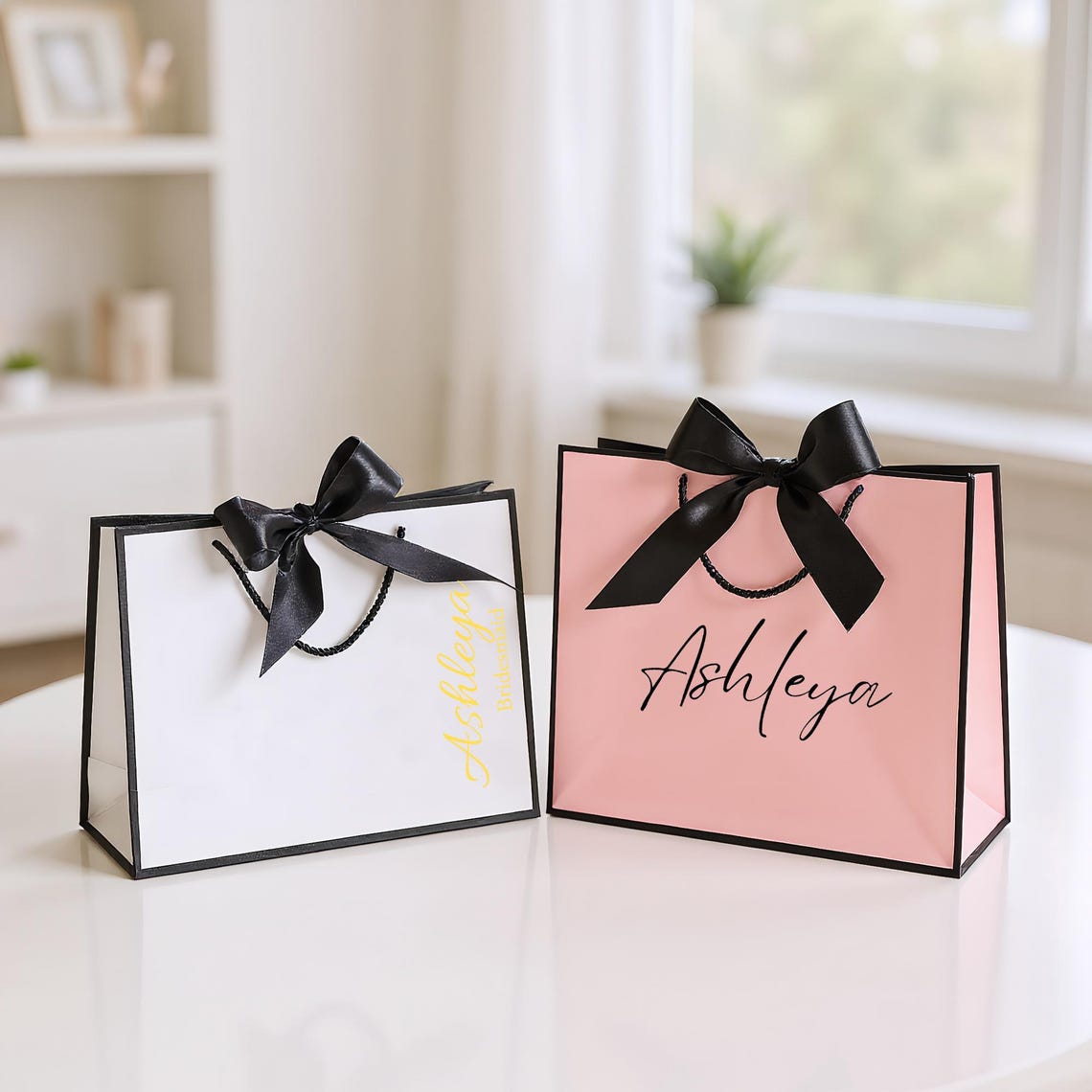 Personalized Navy Wedding Bridesmaid Gift Bags,ribbon Tie Party Favor ...