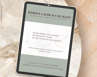 Website Launch Checklist | Editable Canva Template (A4 & US Letter)