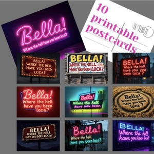 10 Bella où diable avez-vous été loca Cartes postales imprimables, oeuvre d'art imprimable, papier numérique, téléchargement immédiat pour scrapbooking ou journal