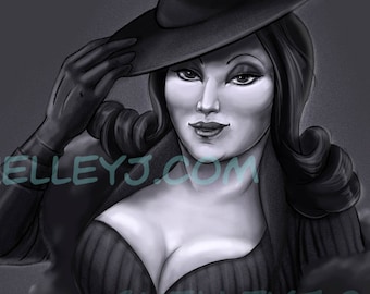 Femme Fatale a plus size illustrated pin-up by Shelleyj