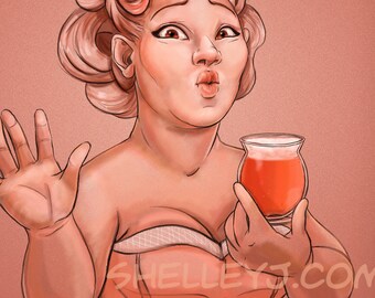 Beer Girl Sour illustration print - beer girl series