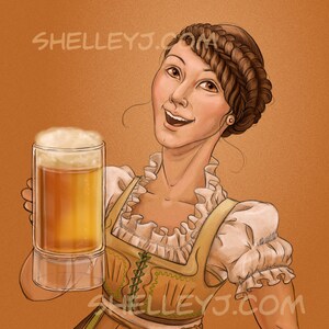 Beer Girl Oktoberfest illustration print - beer girl series
