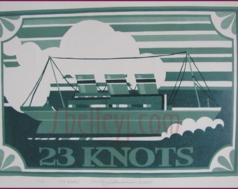 23 KNOTS vintage inspired linoleum print