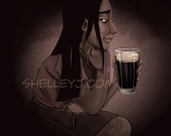 Beer Girl Stout illustration print - beer girl series