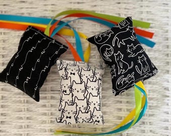 3 Pack - 3"x4" Catnip Pillow Toys with Ribbons