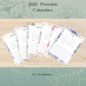 Dashboard per planner A5, calendari stampabili per il 2025, calendario marzo 2025, stampe floreali A5, design per planner facili da stampare