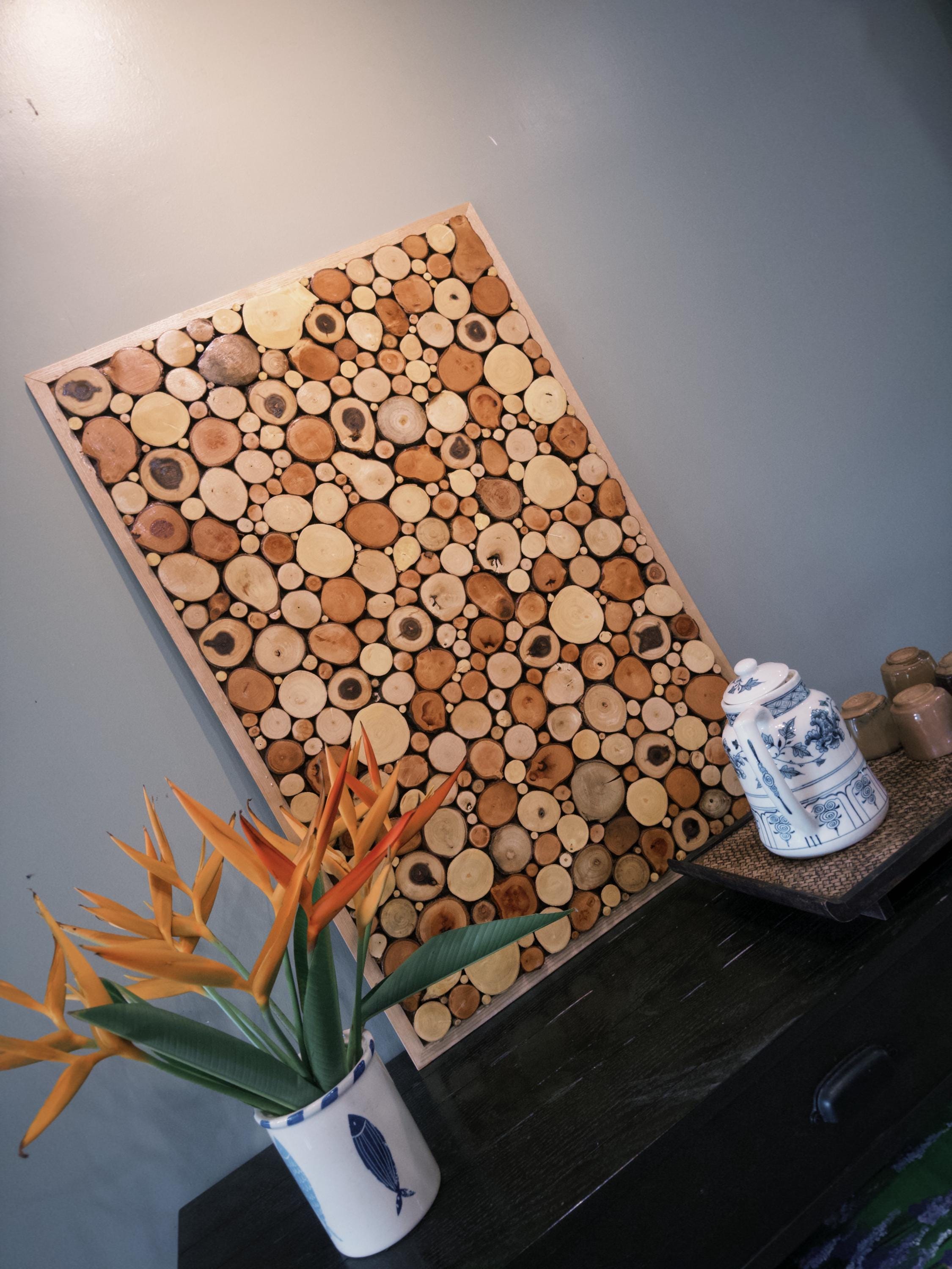 Handmade Reclaimed Wood Slice Wall Art: Natural Mosaic Decor - Etsy