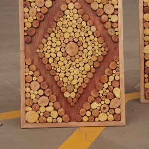 Diamond Pattern Wood Wall Art – Handmade Geometric Wooden Decor | 30x40cm & 40x60cm | LocMoc