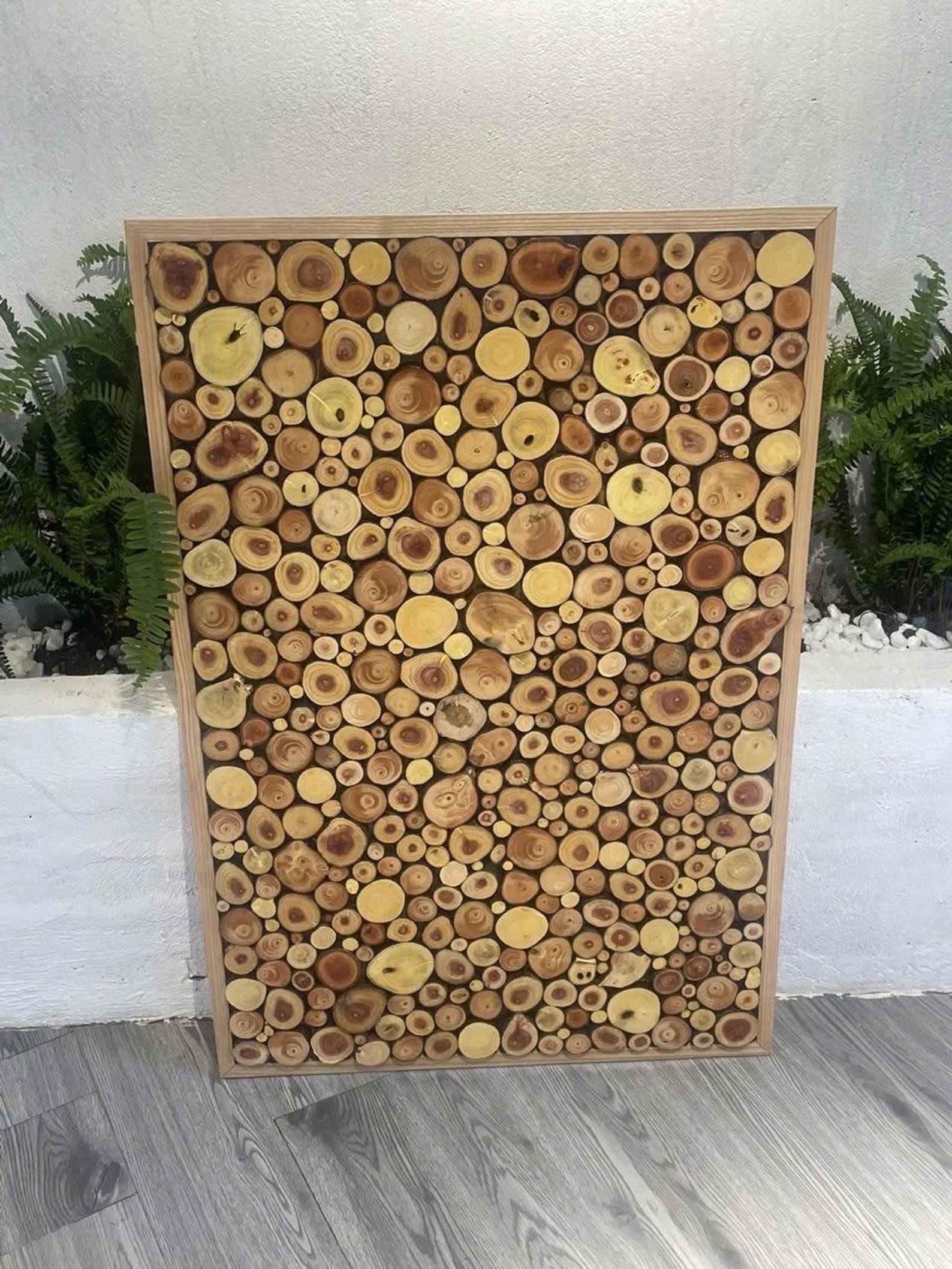 Handmade Reclaimed Wood Slice Wall Art: Natural Mosaic Decor - Etsy
