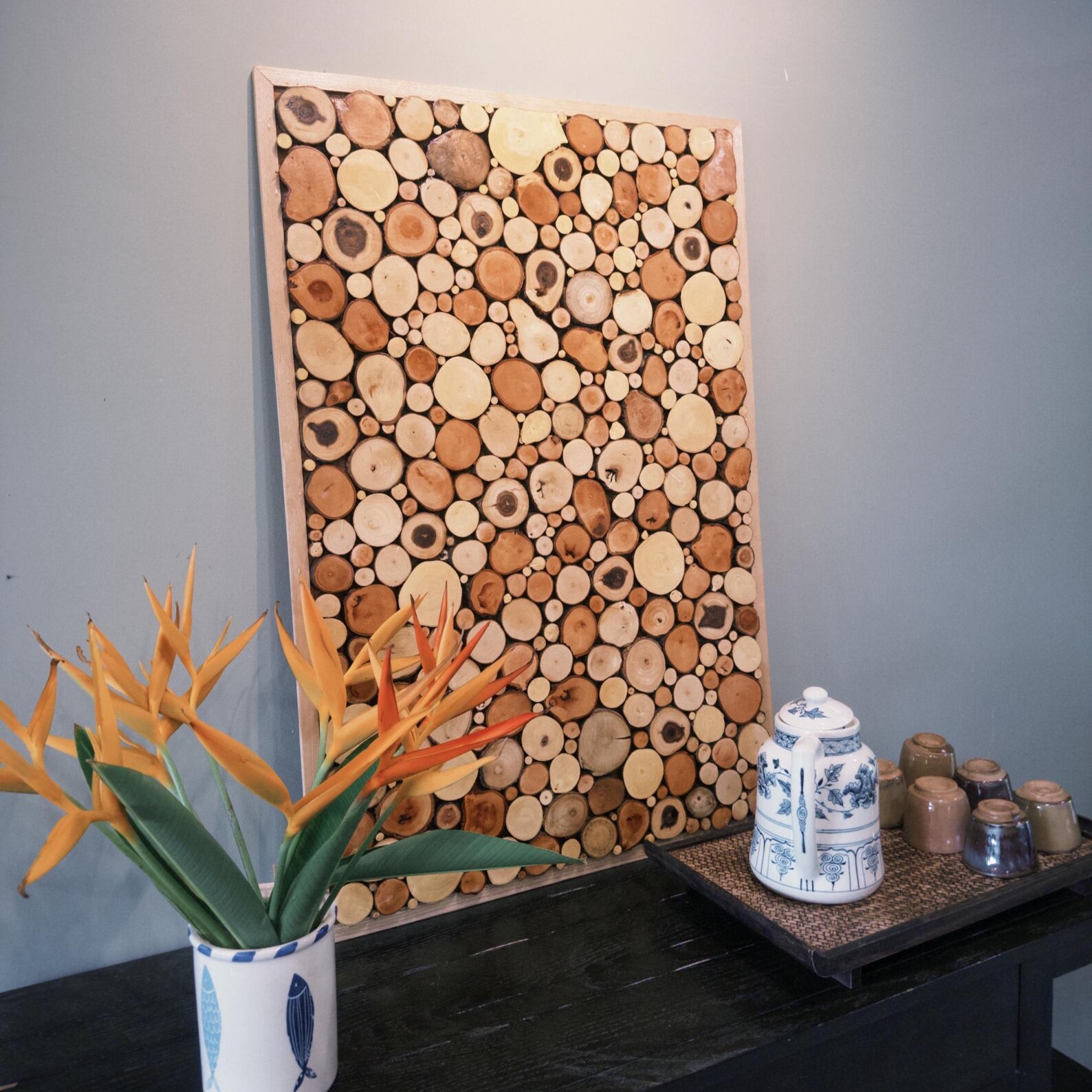 Handmade Reclaimed Wood Slice Wall Art: Natural Mosaic Decor - Etsy