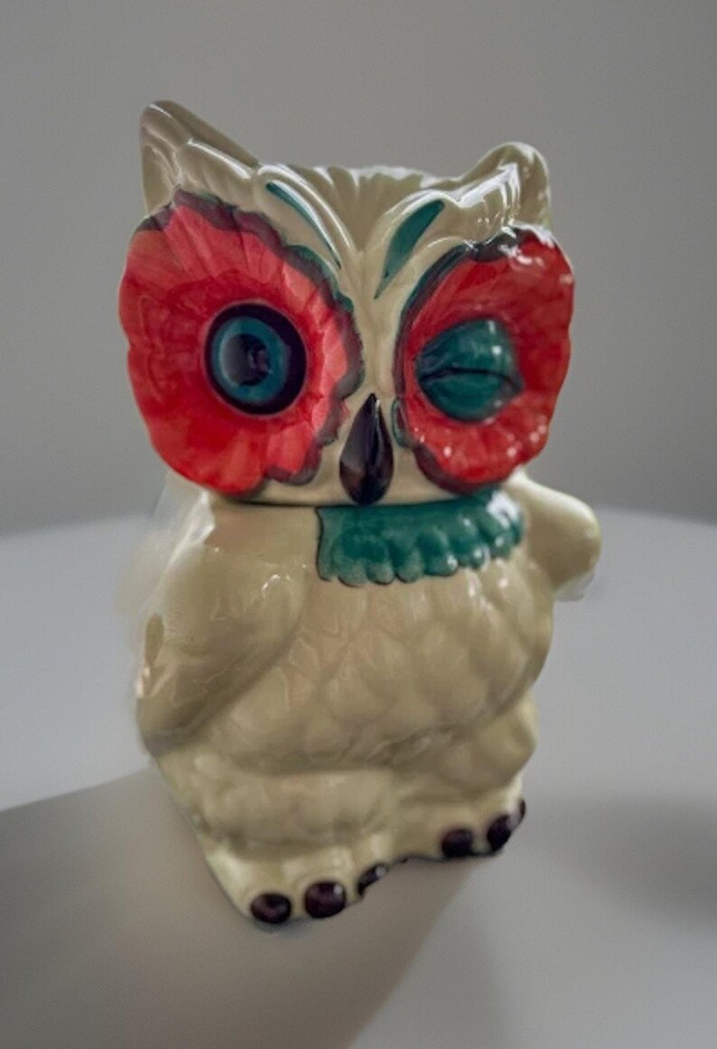 Tarro de cerámica para galletas con forma de búho guiñando un ojo, de Anthropologie, 28 x 20 cm (11 x 8 pulgadas), nuevo. imagen 8