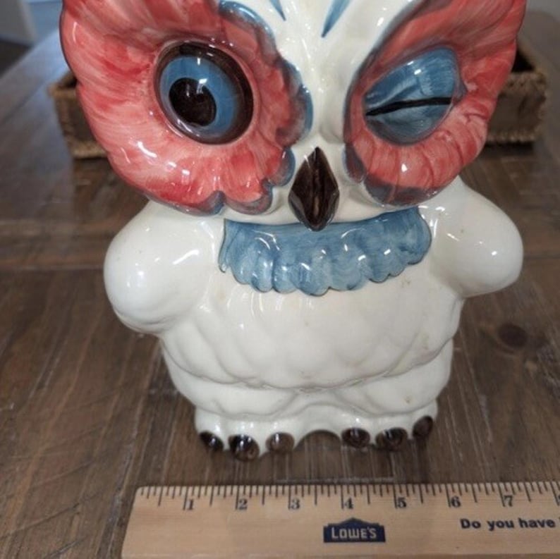 Tarro de cerámica para galletas con forma de búho guiñando un ojo, de Anthropologie, 28 x 20 cm (11 x 8 pulgadas), nuevo. imagen 10
