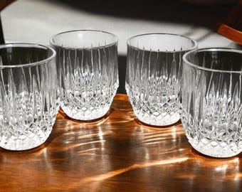Set Of 4 Vintage Stratton By Fostoria Double Old Fashioned Crystal Glasses