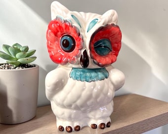 Anthropologie "A Real Hoot" Ceramiczny słoik na ciasteczka z motywem sowy z mrugnięciem, 11x8 cali, nowy
