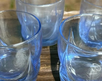 Set of 4 Libby IMPERIAL BLUE MISTY Double Old Fashioned Rocks Glasses Blue 8oz