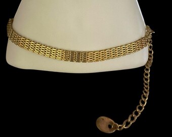 Vintage 80s Gold Tone Oval Link Chain Belt With Multi Strand  display picture 3