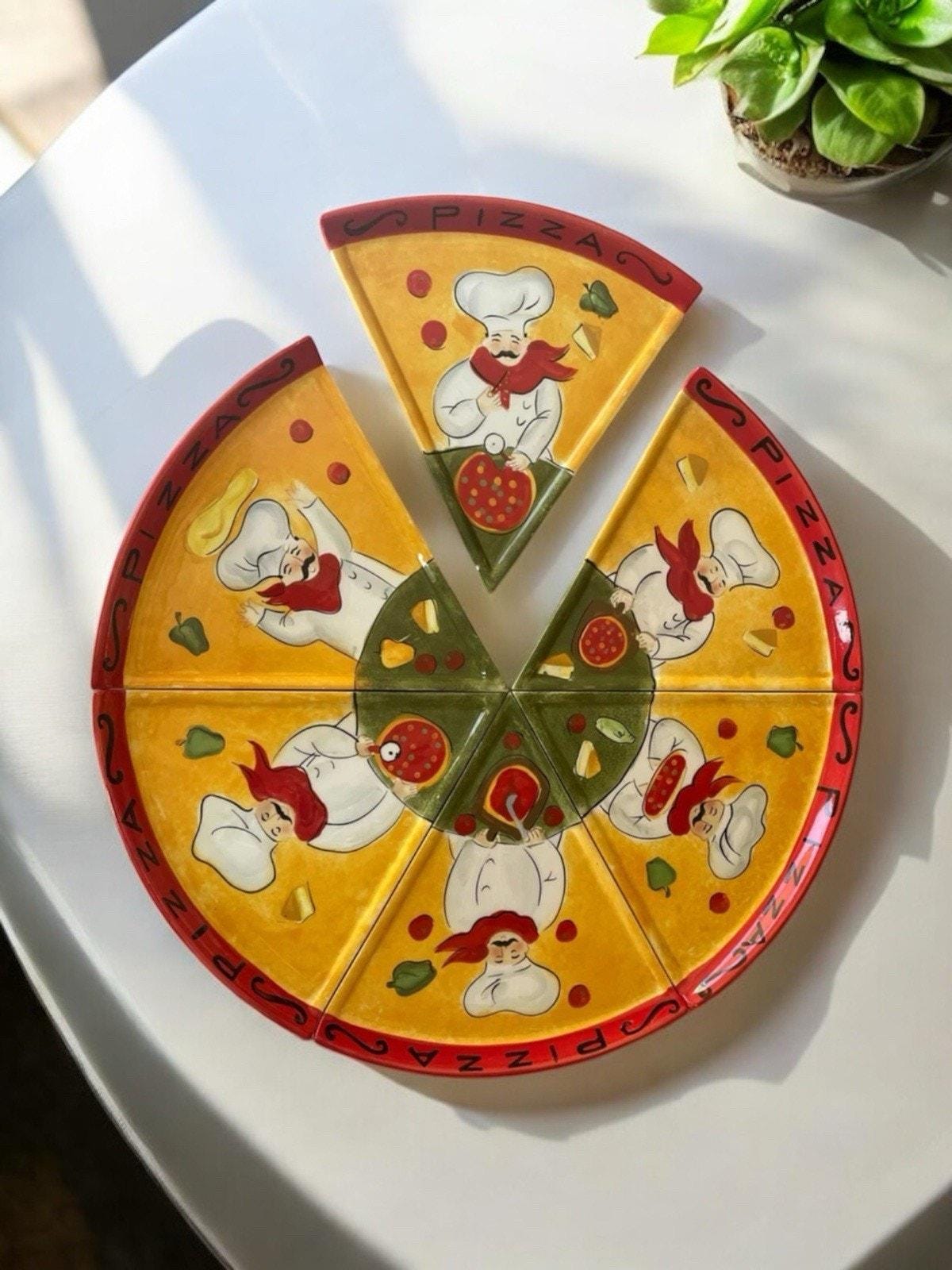CERTIFIED International Jennifer Brinley 6 Pizza Slice Ceramic