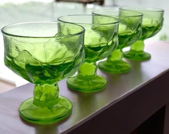 4 Taças de Sobremesa/Champanhe Vintage Tiffin Franciscan Cabaret Verde Cabaret - Meados do Século XX
