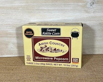 Amish Country Popcorn - Old Fashioned Microwave Popcorn Gluten Free, Non-GMO, Kosher - Sweet Kettle Corn Microwave Popcorn 3pk Box