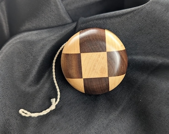Amish Made Wooden Yo-Yos - Black Walnut or Walnut & Maple Checkerboard - Handcrafted Classic Toy - Unique Gift Idea