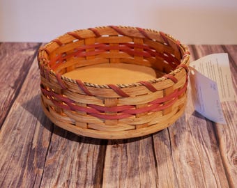 Handwoven Amish Lazy Susan Basket — 9" Round × 3" High (4" w/ Base) | Rotating Centerpiece Caddy | Care-N-Share | Amish Goods Direct