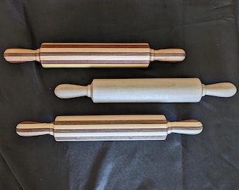 Amish Handcrafted Rolling Pin | Premium Maple, Striped Walnut-Maple Or Exotic Woods | 18" Length