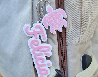 Gepersonaliseerde 3D-geprinte naamsleutelhanger: gepersonaliseerd rugzaklabel