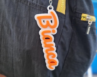 Gepersonaliseerde 3D-geprinte naamsleutelhanger: gepersonaliseerd rugzaklabel