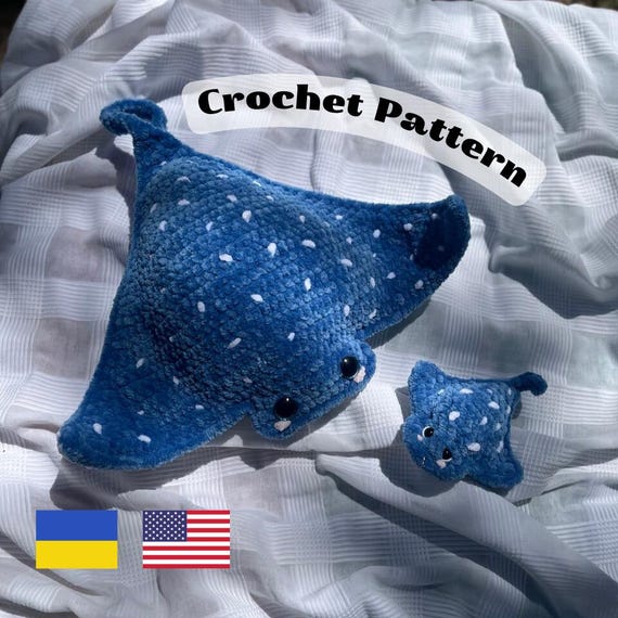 Crochet Stingray Pattern – Mama & Baby Amigurumi (Easy PDF Tutorial, No Sew)