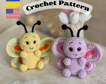 Crochet Butterfly Amigurumi Pattern: Easy Plush Toy (PDF Pattern)