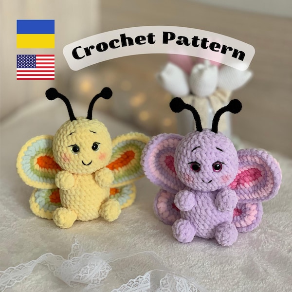 Amigurumipatroon gehaakt vlinder: eenvoudig knuffel (pdf-patroon)