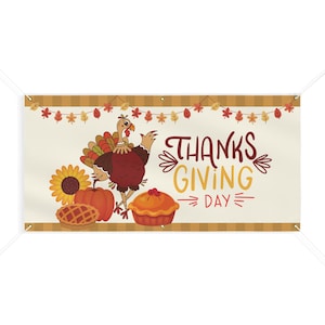 Thanksgiving Vinyl Banner: Matte Fall Decor, Indoor/Outdoor Use