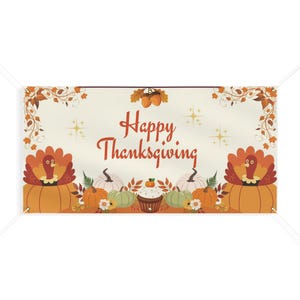 Thanksgiving Banner: Festive Autumn Party Decor, Water-Resistant Vinyl