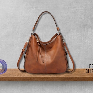 Bolso Hobo de Cuero para Mujer: Bolso de Gran Capacidad, Bolso de Hombro Moderno, Bolso Casual Vintage para Uso Diario, Bolso de Mano de Diseñador
