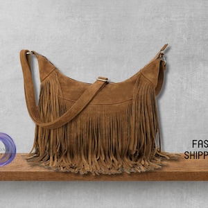 Bolso Hobo, Bolso de Cuero con Flecos, Bolso con Borlas, Bolso Bandolera Grande, Bolso de Mano de Cuero, Monedero, Bolso Tote Grande, Bolso Bandolera de Cuero con Flecos